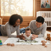 Rustic Watercolor Moose | Little One Personalized  Fleecedecke