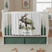 Rustic Watercolor Moose | Little One Personalized  Fleecedecke