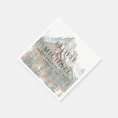 Rustic Watercolor Mountain Landscape Wedding Serviette (Ecke)