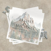 Rustic Watercolor Mountain Landscape Wedding Serviette