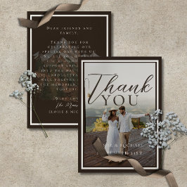 Rustic Watercolor Mountain Photo and Note Wedding Dankeskarte