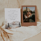 Rustic Watercolor Mountain Wedding Invitation Einladung