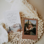 Rustic Watercolor Mountain Wedding Invitation Einladung