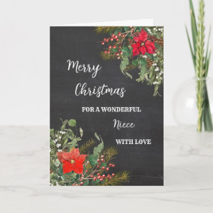 Rustic Watercolor Niece Frohe Weihnachten Karte