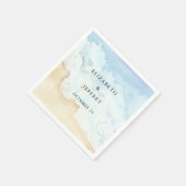 Rustic Watercolor Ocean Sea Summer Beach Wedding Serviette (Ecke)