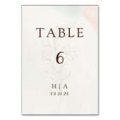 Rustic Watercolor Peach and Green Minimal Wedding Tischnummer (Rückseite)