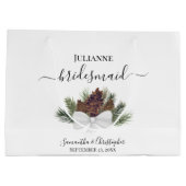 Rustic Watercolor Pinecones Wedding Bridesmaid Große Geschenktüte (Rückseite)