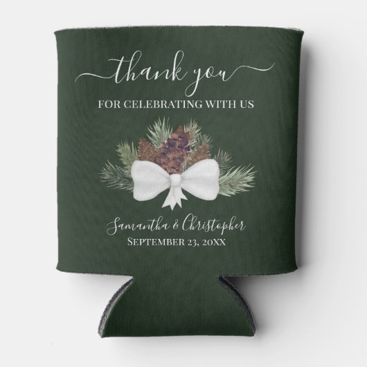 Rustic Watercolor Pinecones Wedding Vielen Dank Dosenkühler (Vorderseite)