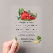 Rustic Watercolor Red Barn Rural Farm Wedding Acryleinladungen (Insitu (Handheld))