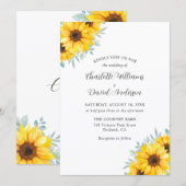 Rustic Watercolor Sunflower Greenery Wedding Einladung (Vorne/Hinten)