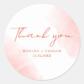 Rustic Watercolor Terracotta Wedding Vielen Dank Runder Aufkleber (Vorderseite)