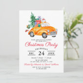 Rustic Watercolor Truck Christmas Party Invitation Einladung (Stehend Vorderseite)