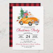 Rustic Watercolor Truck Christmas Party Invitation Einladung (Vorne/Hinten)