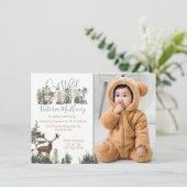 Rustic Watercolor Wild Ein erstes Foto zum Geburts Einladung (Stehend Vorderseite)