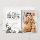 Rustic Watercolor Wild Ein erstes Foto zum Geburts Einladung (Vorderseite)