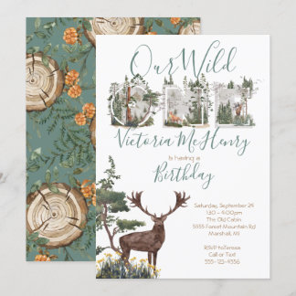 Rustic Watercolor Wild One Einladung