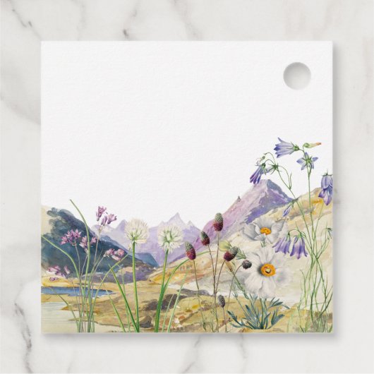 Rustic Watercolor Wildflower Mountain Wedding Geschenkanhänger (Rückseite)