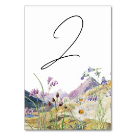 Rustic Watercolor Wildflower Mountain Wedding Tischnummer