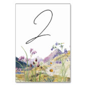 Rustic Watercolor Wildflower Mountain Wedding Tischnummer (Vorderseite)