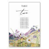 Rustic Watercolor Wildflower Mountain Wedding Tischnummer (Rückseite)