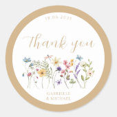 Rustic Watercolor Wildflower Wedding  Runder Aufkleber (Vorderseite)