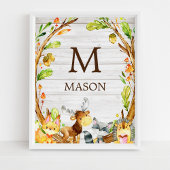 Rustic Watercolor Woodland Animals Personalized Poster