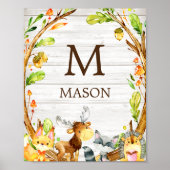Rustic Watercolor Woodland Animals Personalized Poster (Vorne)