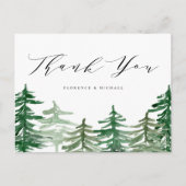 Rustic Watercolor Woodland Wedding Vielen Dank Postkarte (Vorderseite)
