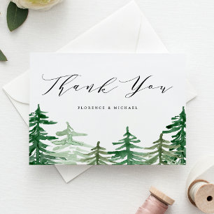 Rustic Watercolor Woodland Wedding Vielen Dank Postkarte
