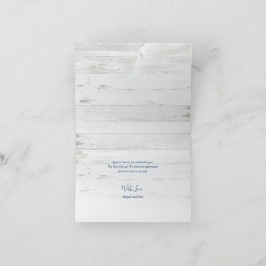 Rustic Watermelon Wood Script Wedding Vielen Dank Karte (Innenseite)