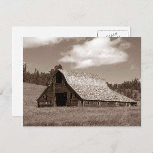 Rustic Weathered Barn Sephia Postcard Postkarte (Vorne/Hinten)