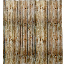 Rustic Weathered Brown Wood Plank Seamless Pattern Duschvorhang