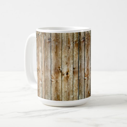 Rustic Weathered Brown Wood Plank Seamless Pattern Kaffeetasse (Vorderseite Links)