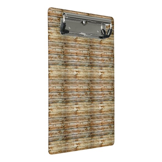 Rustic Weathered Brown Wood Plank Seamless Pattern Mini Klemmbrett (Schrägansicht)