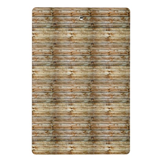 Rustic Weathered Brown Wood Plank Seamless Pattern Mini Klemmbrett (Rückseite)
