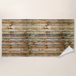 Rustic Weathered Brown Wood Plank Seamless Pattern Strandtuch