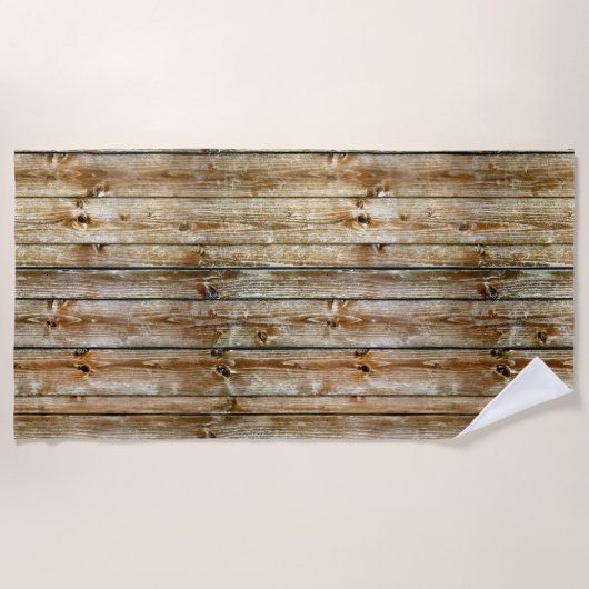 Rustic Weathered Brown Wood Plank Seamless Pattern Strandtuch (Vorderseite)