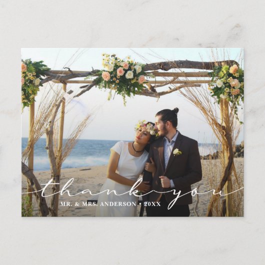 Rustic Wedding 2 Foto Vielen Dank Postkarte (Vorderseite)