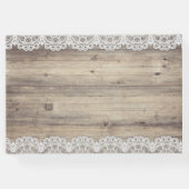 Rustic Wedding Beige Lace Wood Burlap Gästebuch (Rückseite)