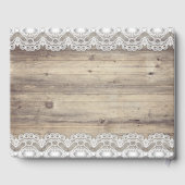 Rustic Wedding Beige Lace Wood Burlap Gästebuch (Rückseite)