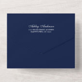 Rustic Wedding Blue Wood Floral Lights Foto All In One Einladung (Rückseite)