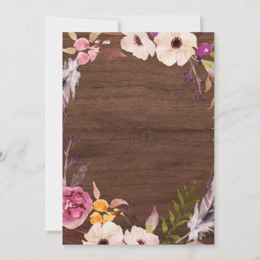 Rustic Wedding Boho Einladung (Rückseite)