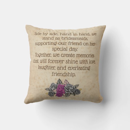 Rustic Wedding Bridesmaid Geschenk Idee Kissen (Rückseite)