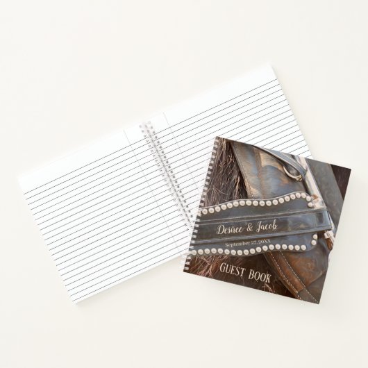 Rustic Wedding Brown Country Western Horse Guest Notizblock (Innenseite)