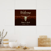 Rustic Wedding Bull Skull Brown Country Western Poster (Küche)