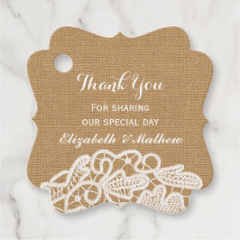Rustic Wedding Burlap Lace Vielen Dank Geschenkanhänger