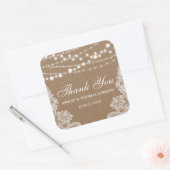 Rustic Wedding Burlap String Lights Lace Vielen Da Quadratischer Aufkleber (Umschlag)