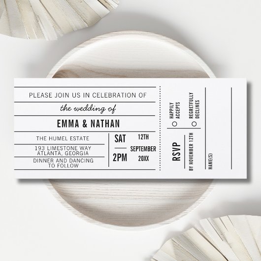 Rustic Wedding DIY Movie Ticket Wedding Party UAWG Einladung
