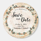 Rustic Wedding Eucalyptus Wood Cut Slice Custom Magnet (Vorne)