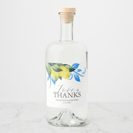 Rustic Wedding Favors Lemon Table Decor Alkoholflaschenetikett (Vorderseite)